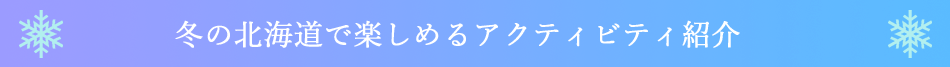 冬の北海道で楽しめるアクティビティ紹介